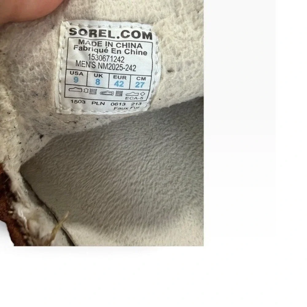 Sorel Mens Nakiska Suede Slippers British Tan Faux Fur Moccasins NM2025-242 9